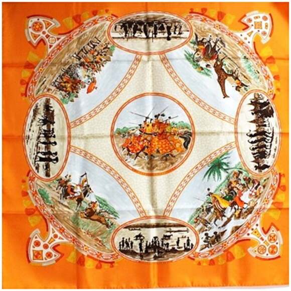 HERMES Orange Scarf - Picture 2 of 8